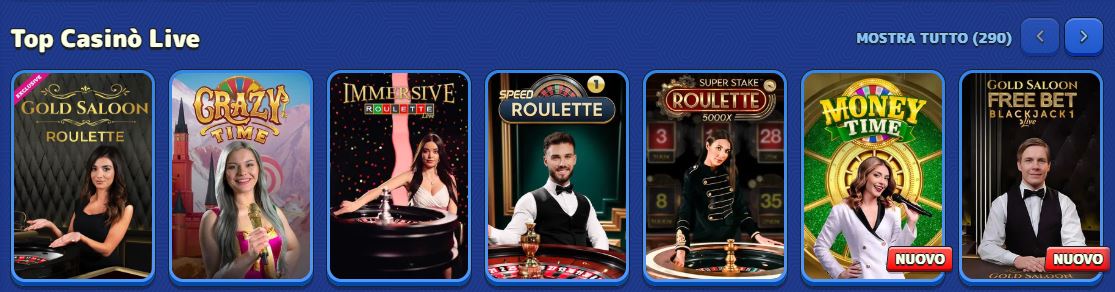Gioca a roulette e blackjack dal vivo con dealer reali